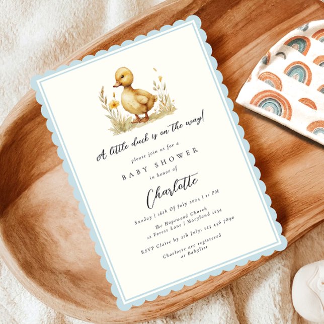 Invitation Pastel bleu petit canard Baby shower (Créateur téléchargé)