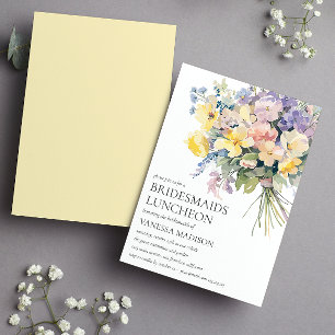 Invitation Pastel Bloom Bouquet Bridesservantes Mariage du dé
