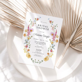 Invitation Pastel Bloom Floral Wreath Fête des mariées