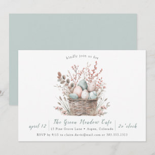 Invitation Pastel Bloom Pâques Panier Brunch