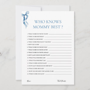 Invitation Pastel Blue Bow qui connaît maman meilleur Baby sh