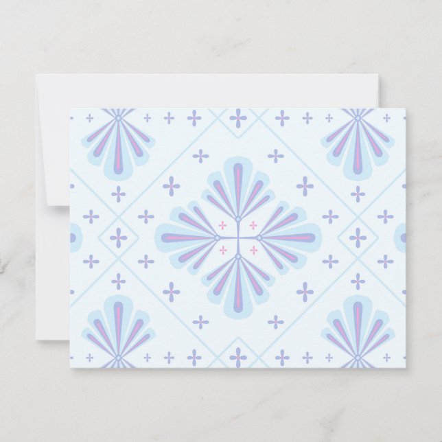 Invitation Pastel Blue Geometric Floral Repeat Pattern  (Devant)