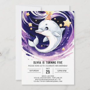 Invitation Pastel Blue Ocean Dolphin Anniversaire