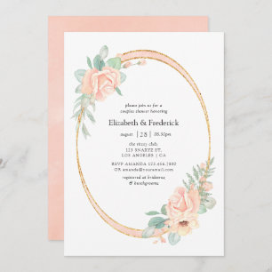 Invitation Pastel Blush Floral Couples géométriques Douche