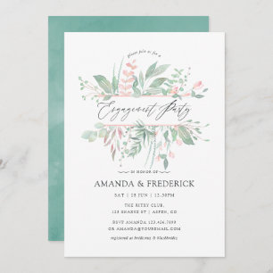 Invitation Pastel Blush Green Party d'engagement