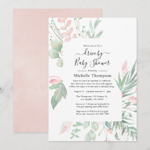 Invitation Pastel Blush Greenery Drive Par Douche