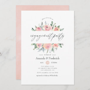 Invitation Pastel Blush Pink Floral Party