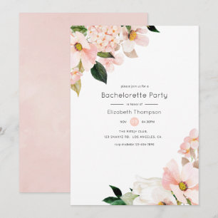 Invitation Pastel Blush Rose Floral Bachelorette Party