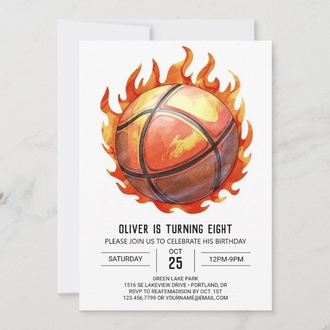 Invitation Pastel Boy Basketball moderne Anniversaire (Devant)