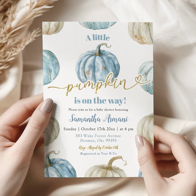 Invitation Pastel Boy Citrouille Est En Route Baby shower (Créateur téléchargé)