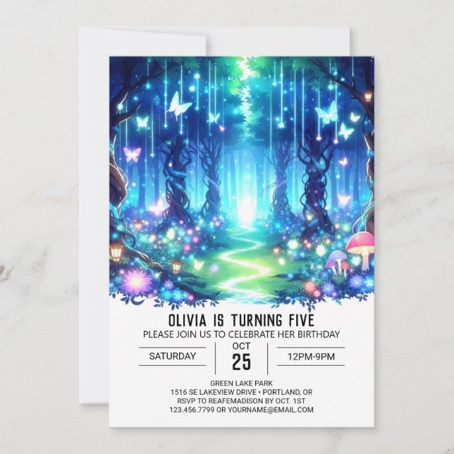 Invitation Pastel Bright Woodland Digital Anniversaire (Devant)