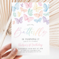 Pastel Butterfly Girl's 1er anniversaire Rainbow P