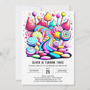 Invitation Pastel Candy Chocolat sucré Anniversaire