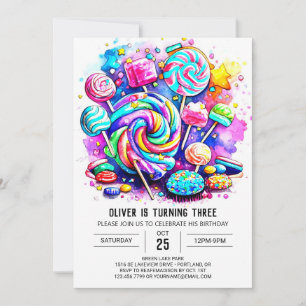 Invitation Pastel Candy Land Anniversaire