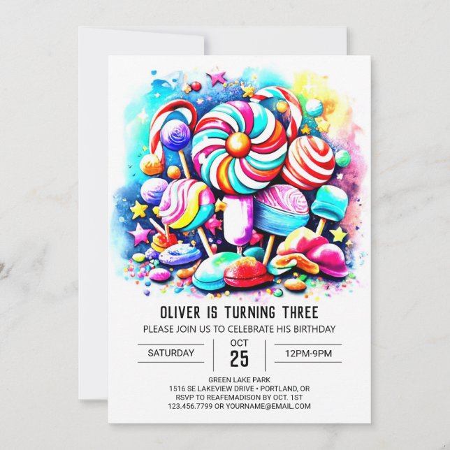 Invitation Pastel Candy Printable Anniversaire (Devant)