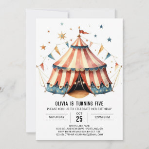 Invitation Pastel Cirque magique pour enfants Anniversaire