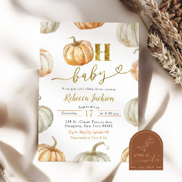 Invitation Pastel Citrouille Genre Neutre Oh Baby Baby shower
