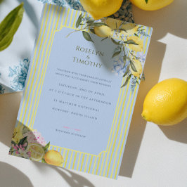Invitation Pastel Citrus Blue Watercolor Floral Wedding