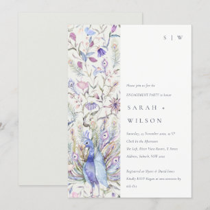 Invitation Pastel Classy Ornate Aquarelle Peacock Fiançailles