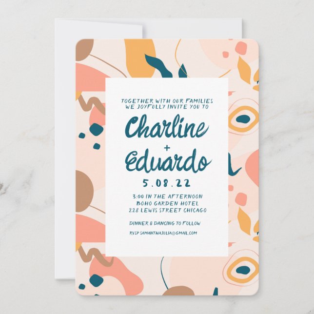 Invitation Pastel coloré contemporain ModerneMariage (Devant)