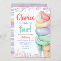 Pastel coloré Crème de glace Anniversaire Invitati