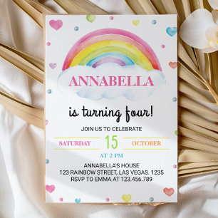 Invitation Pastel Colorful Arc-en-ciel Anniversaire Invitatio