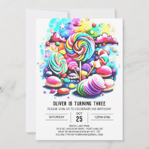 Invitation Pastel Cotton Candy Anniversaire