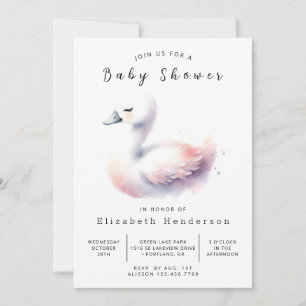 Invitation Pastel Custom Swan Baby shower