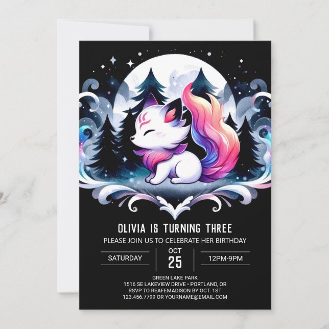 Invitation Pastel Cute Wolf Anniversaire (Devant)