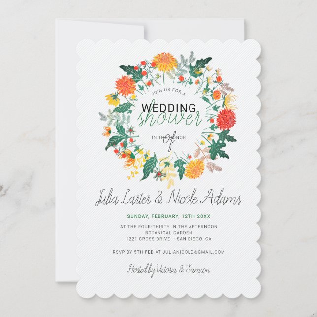 Invitation Pastel Dahlia Fleur sauvage Wedding shower de cour (Devant)