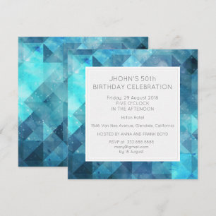 Invitation Pastel Diamond Géométrique Anniversaire Bleu
