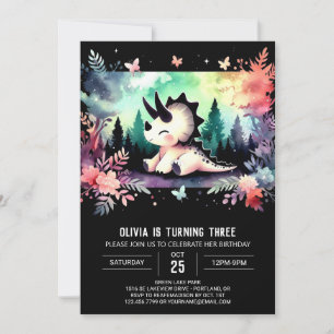 Invitation Pastel Dino Triceratops Anniversaire