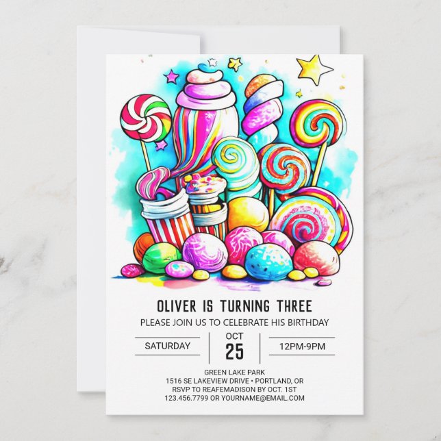 Invitation Pastel Donut Candyland Editable Anniversaire (Devant)