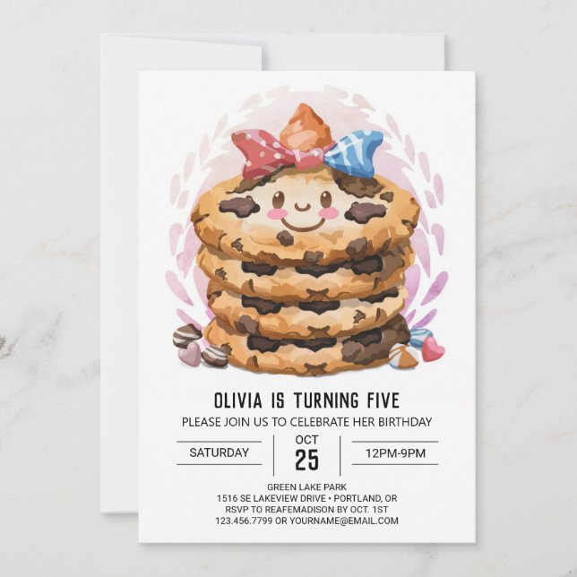 Invitation Pastel Editable Candy Cookies Anniversaire (Devant)