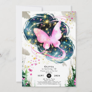 Invitation Pastel Enchanted Butterfly Anniversaire