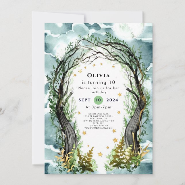 Invitation Pastel Enchantement Woodland Anniversaire (Devant)