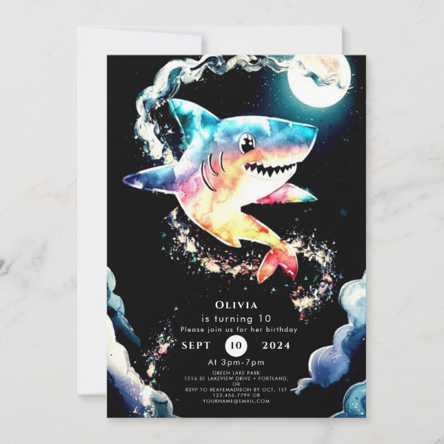 Invitation Pastel Enfants Requin sous-marin Anniversaire (Devant)