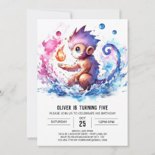 Invitation Pastel Enfants Singe Anniversaire