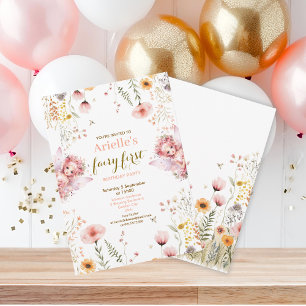 Invitation Pastel Fairy jardin fleuri thé fête anniversaire