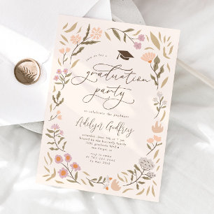 Invitation Pastel Fleur sauvage Graduation Party