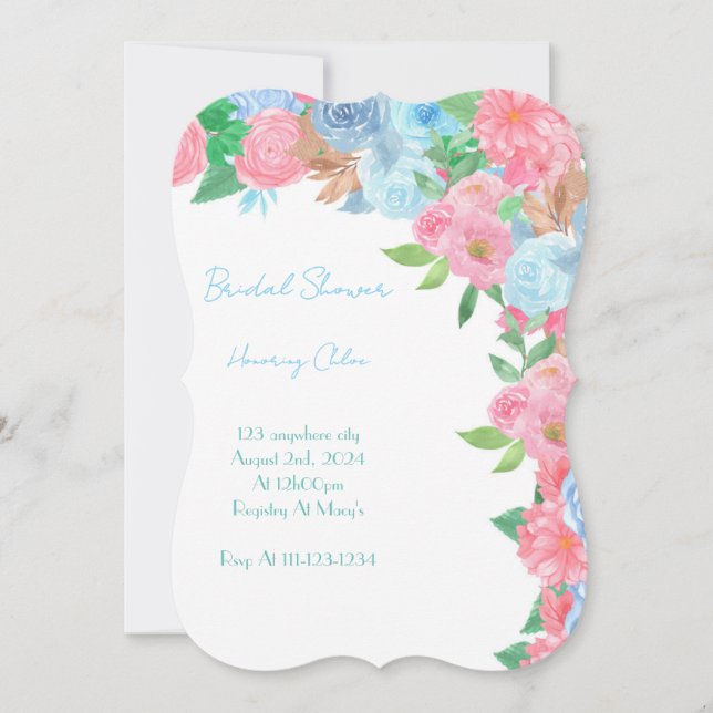 INVITATION PASTEL FLORAL BRIDAL SHOWER SPRING SUMMER (Devant)