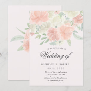 Invitation pastel floral clair mariage