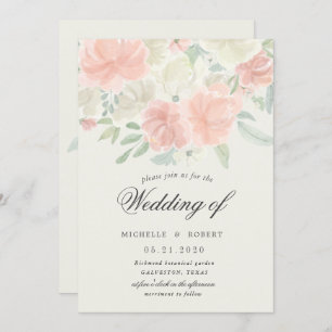 Invitation pastel floral clair mariage