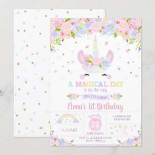 Invitation Pastel floral d'invitation d'anniversaire de