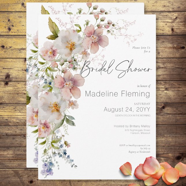 Invitation Pastel Floral Fête des mariées moderne (Pastel Floral Modern Bridal Shower Invitation)