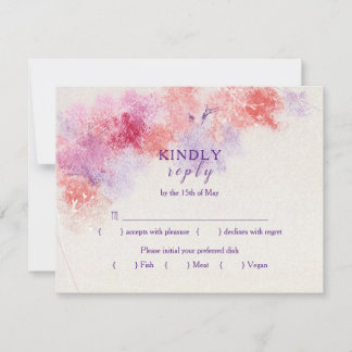 Invitation Pastel Floral Mariage Menu Choix RSVP