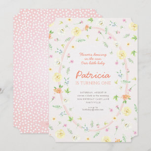 Invitation Pastel Floral Premier Anniversaire