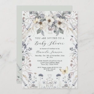 Invitation Pastel Flower Lavender Bébé Fille