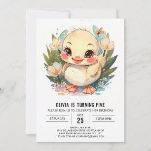Invitation Pastel Girl Canard Anniversaire