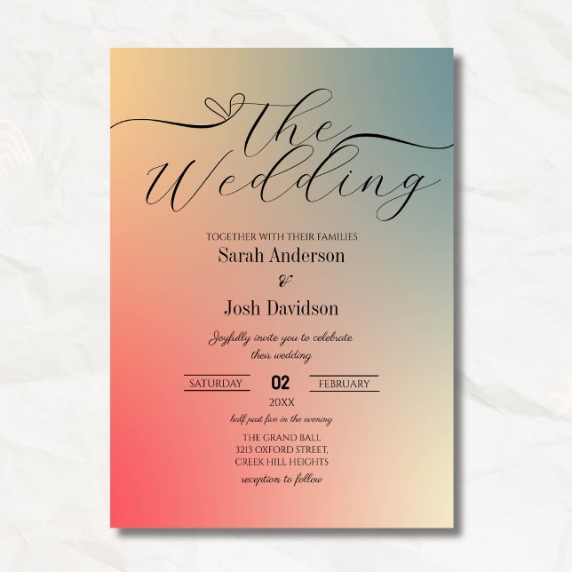 Invitation Pastel Gradient Ombre Mariage de script moderne (Créateur téléchargé)